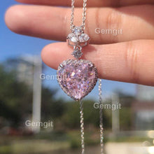 Load image into Gallery viewer, 10CT Morganite Halo Heart Crushed Ice Necklace for Women|12*12mm