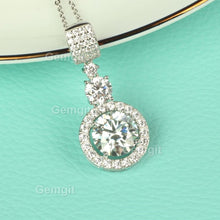 Load image into Gallery viewer, 5CT Moissanite Halo Round Moissanite Necklace in 925 Sterling Silver