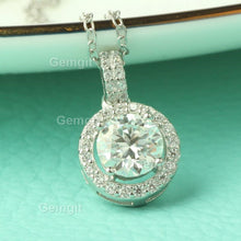 Load image into Gallery viewer, 1CT/2CT/3CT/4CT/5CT/10CT Moissanite Round Halo Necklace