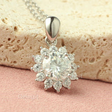 Load image into Gallery viewer, 1CT/3CT/4CT/5CT Moissanite Snowflake Halo Round Necklace