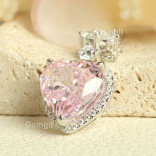 Load image into Gallery viewer, 10CT Morganite Halo Heart Crushed Ice Necklace for Women|12*12mm