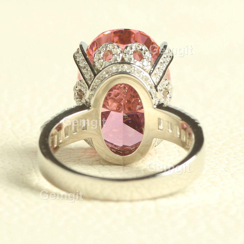 Vintage 18CT Oval Morganite Crushed Ice Ring for Women|13*18mm