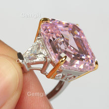 Load image into Gallery viewer, 17CT Big Stone Asscher Cut Morganite Citrine Ring