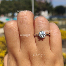 Load image into Gallery viewer, 1CT 2CT Moissanite Bypass Round Engagement Ring in 925 Sterling Silver for Women