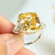Load image into Gallery viewer, 17CT Big Stone Asscher Cut Morganite Citrine Ring