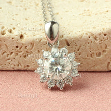 Load image into Gallery viewer, 1CT/3CT/4CT/5CT Moissanite Snowflake Halo Round Necklace