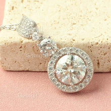 Load image into Gallery viewer, 5CT Moissanite Halo Round Moissanite Necklace in 925 Sterling Silver